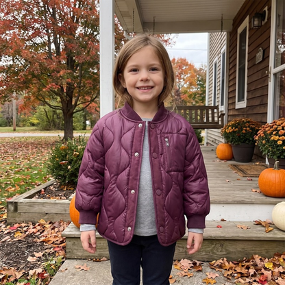 Lilo Patchwork Padded School Jacket - Plum