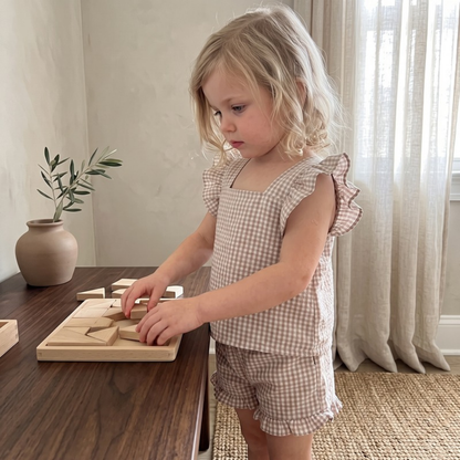 Lilo Plaid Strap Set - Taupe