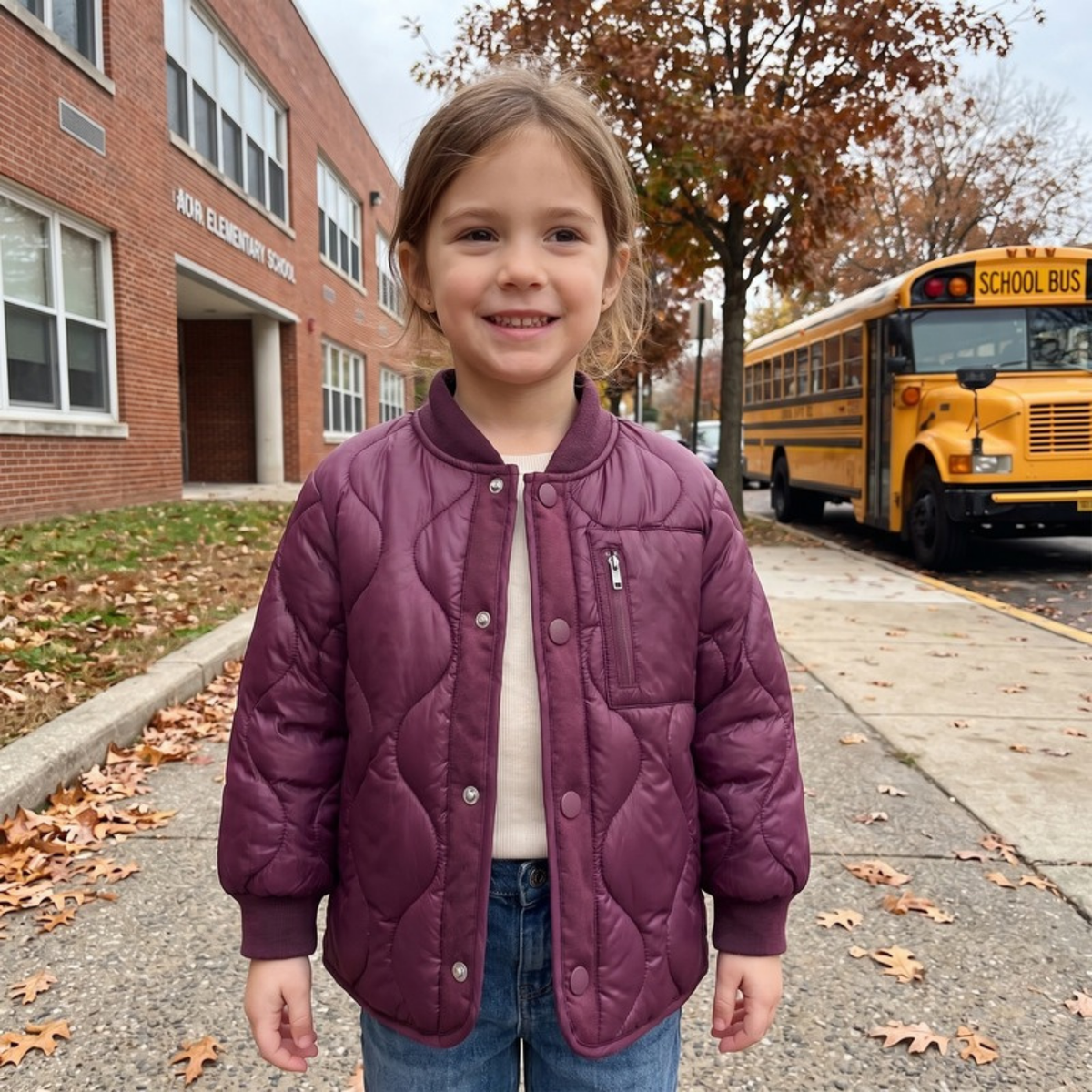 Lilo Patchwork Padded School Jacket - Plum