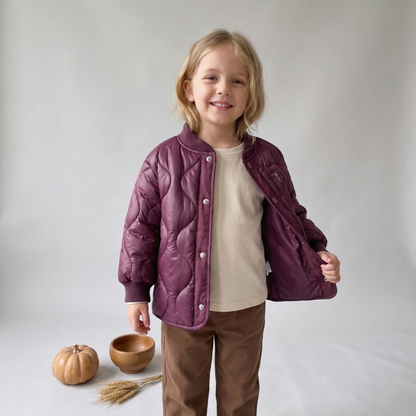Lilo Patchwork Padded School Jacket - Plum
