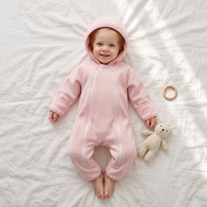 Lilo Velvet Hooded Jumpsuit - Baby Pink