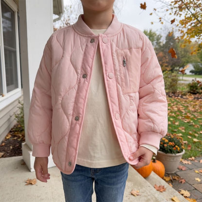 Lilo Patchwork Padded School Jacket - Light Pink