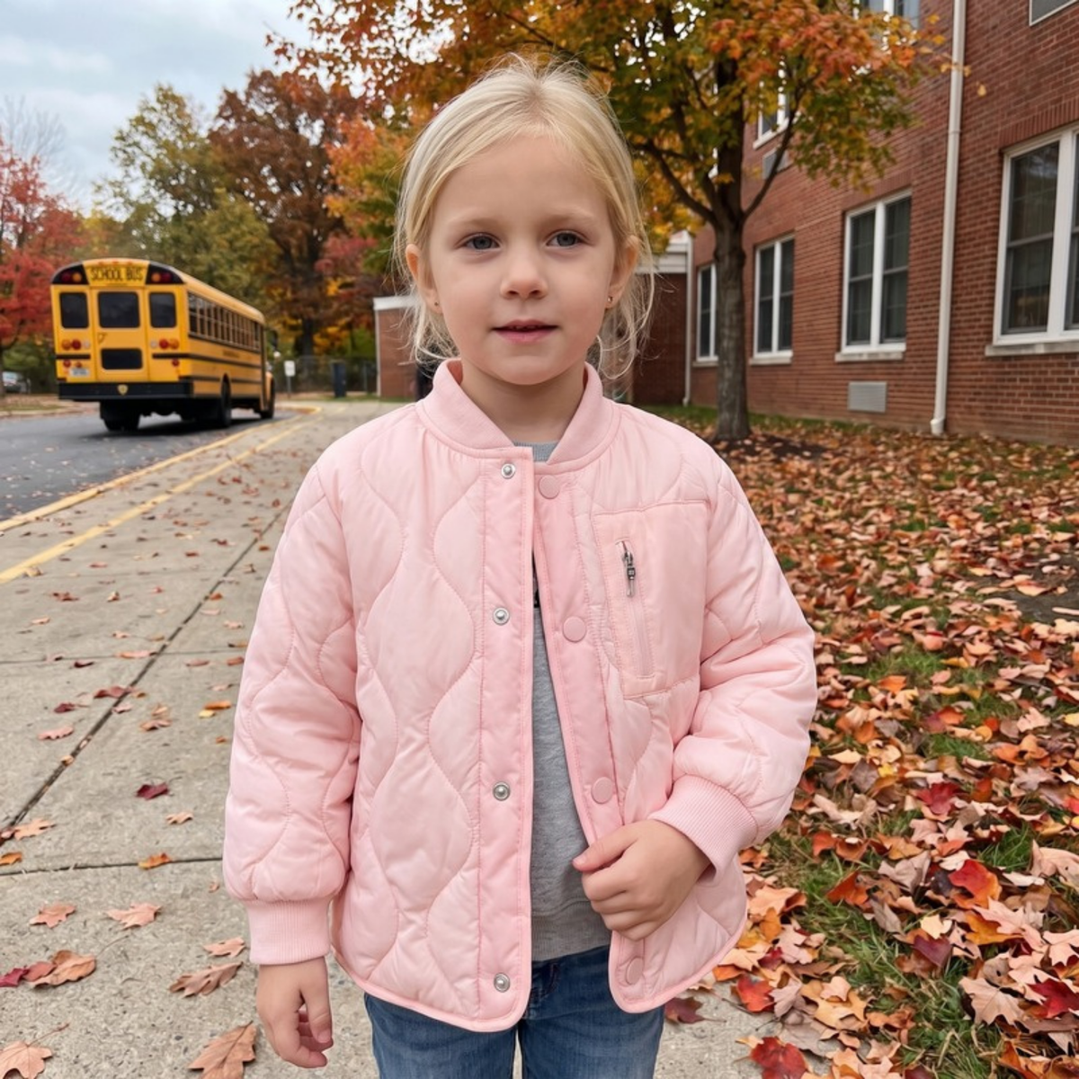 Lilo Patchwork Padded School Jacket - Light Pink