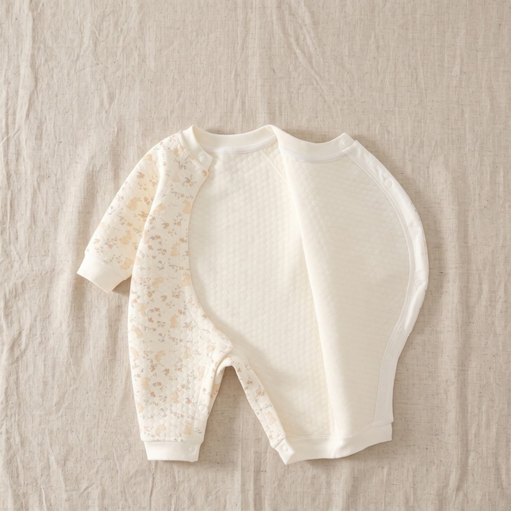 Lilo Padded Baby Snowsuit - Cream Ditsy