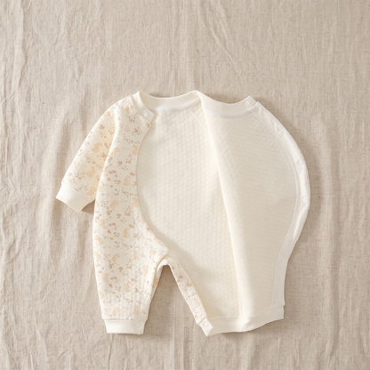 Lilo Padded Baby Snowsuit - Cream Ditsy