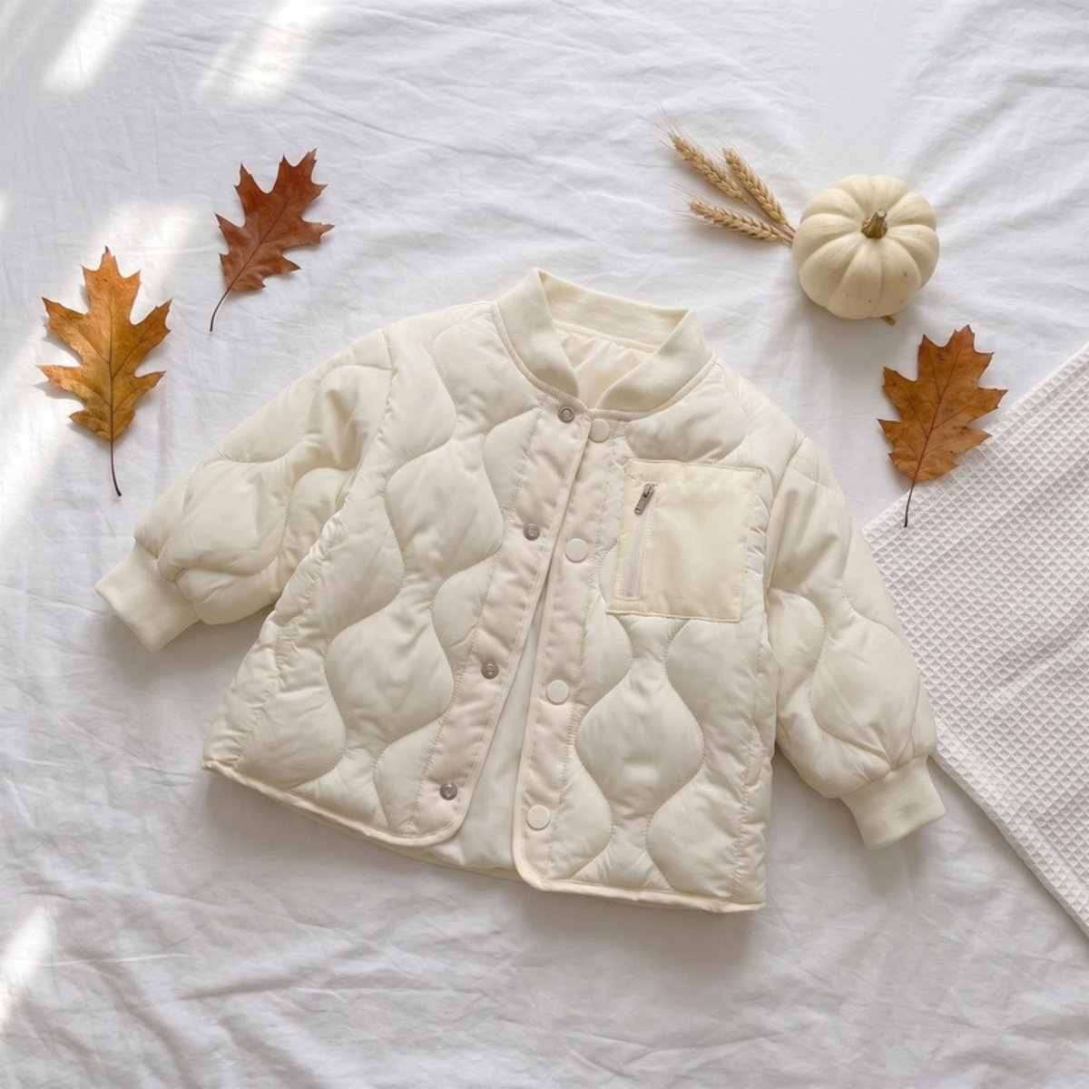 Lilo Patchwork Padded School Jacket - Cream