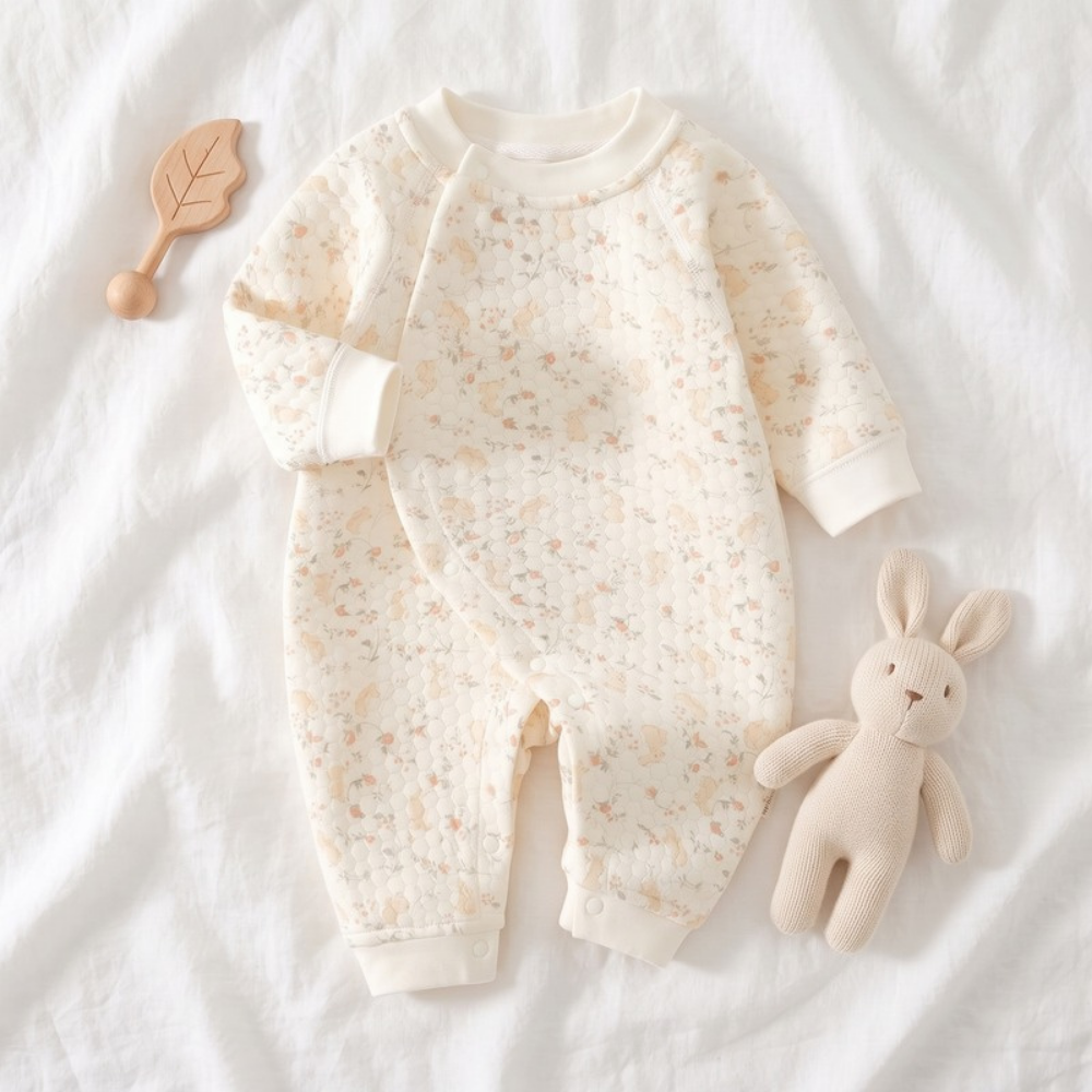 Lilo Padded Baby Snowsuit - Cream Ditsy