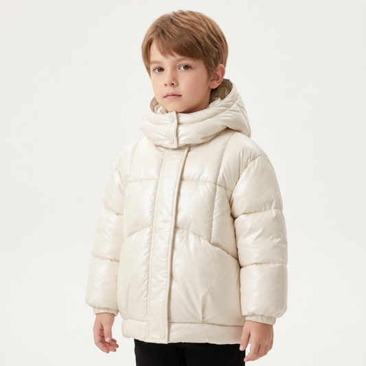 Lilo Hooded Quilted Winter Coat - Off White