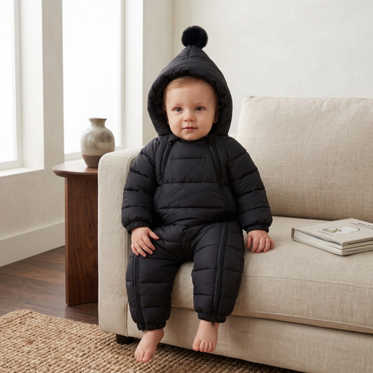 Lilo Solid Colour Padded Baby Snowsuit - Black