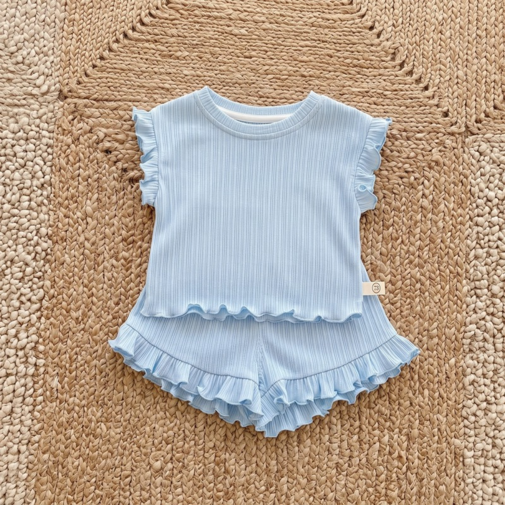 Lilo Ruffle Tank Set - Light Blue