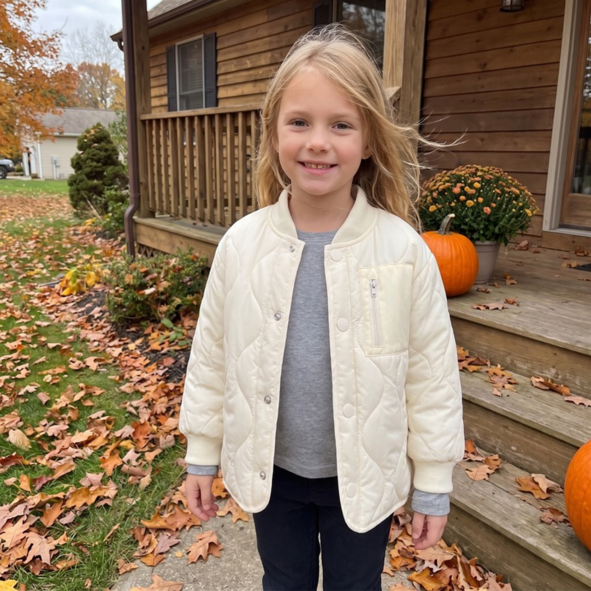 Lilo Patchwork Padded School Jacket - Cream