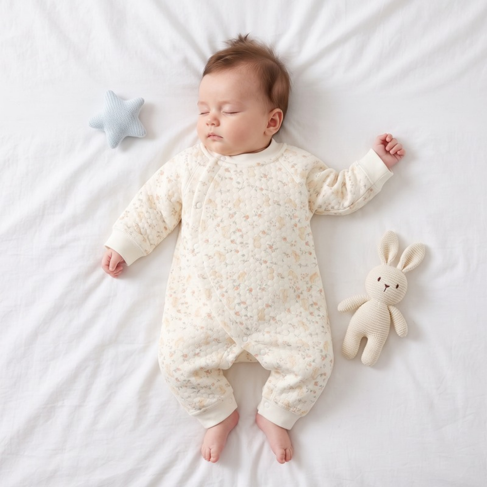 Lilo Padded Baby Snowsuit - Cream Ditsy