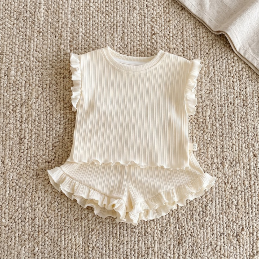 Lilo Ruffle Tank Set - Cream