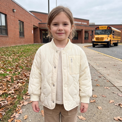 Lilo Patchwork Padded School Jacket - Cream