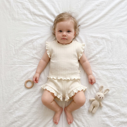 Lilo Ruffle Tank Set - Cream