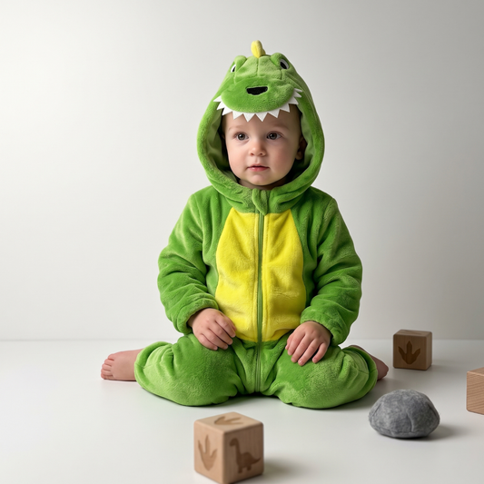Lilo Fleece Dinosaur Romper - Green