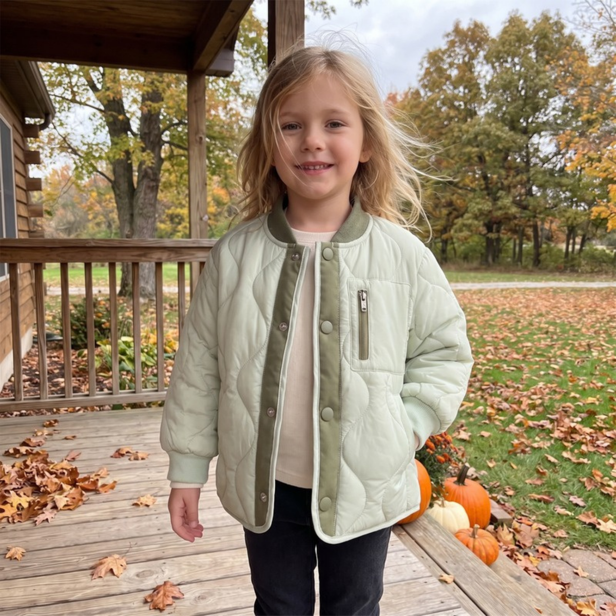 Lilo Patchwork Padded School Jacket - Mint
