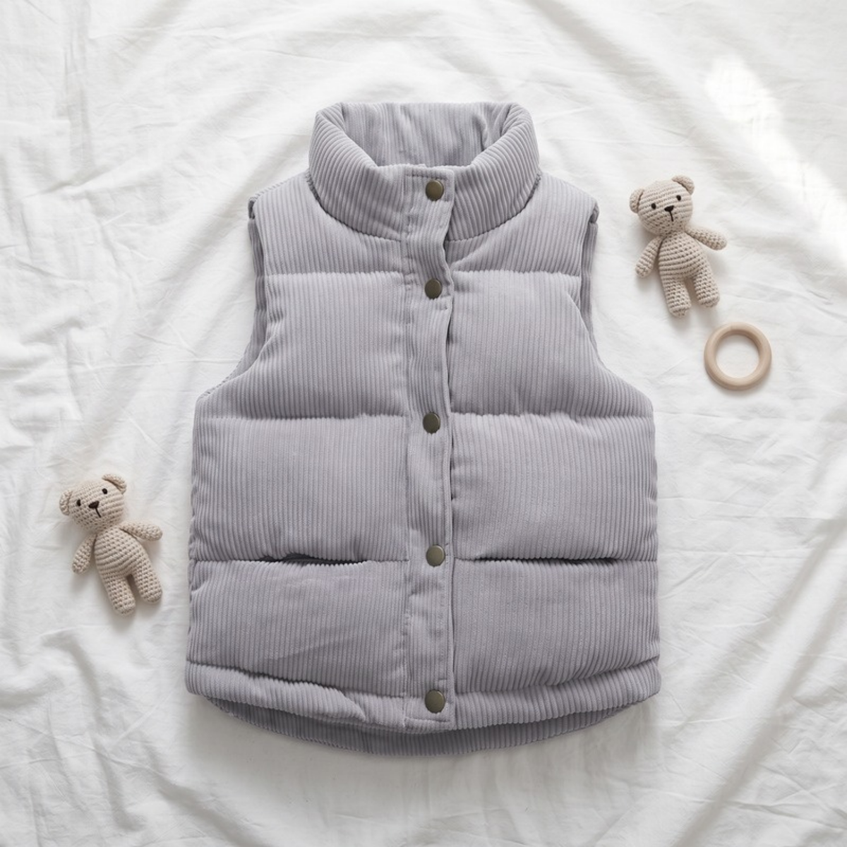 Lilo Corduroy Padded Vest - Gray