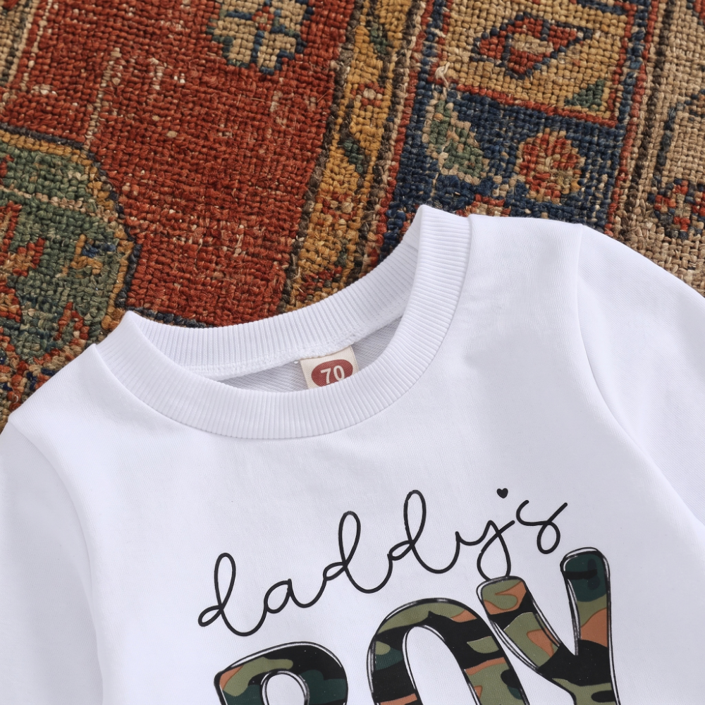 Lilo Letter Sleeve Sweatshirt Set - Green Camouflage