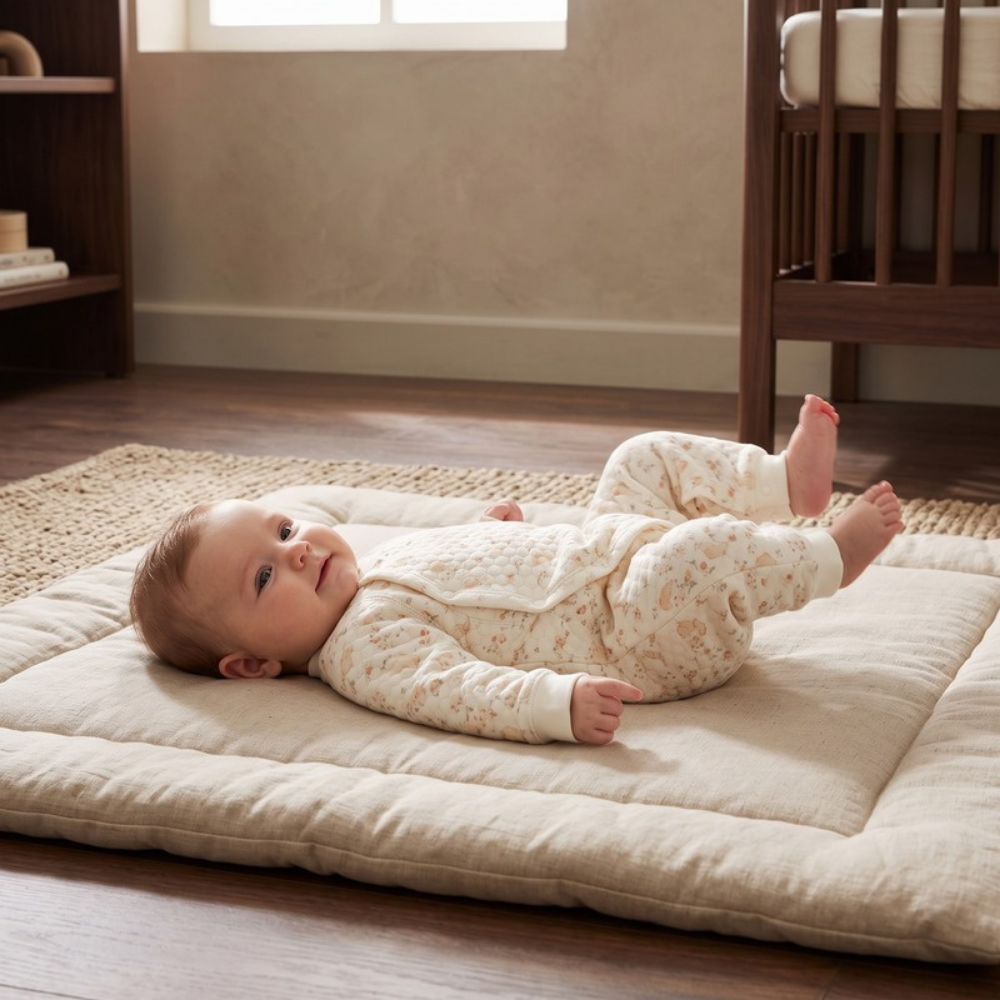Lilo Padded Baby Snowsuit - Cream Ditsy