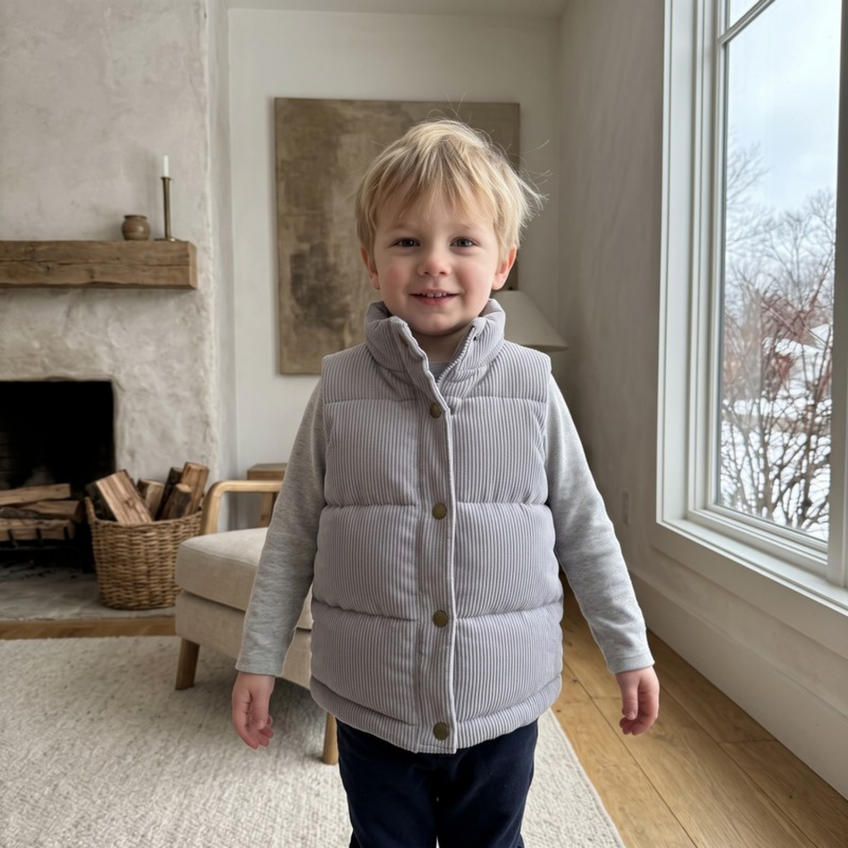 Lilo Corduroy Padded Vest - Gray