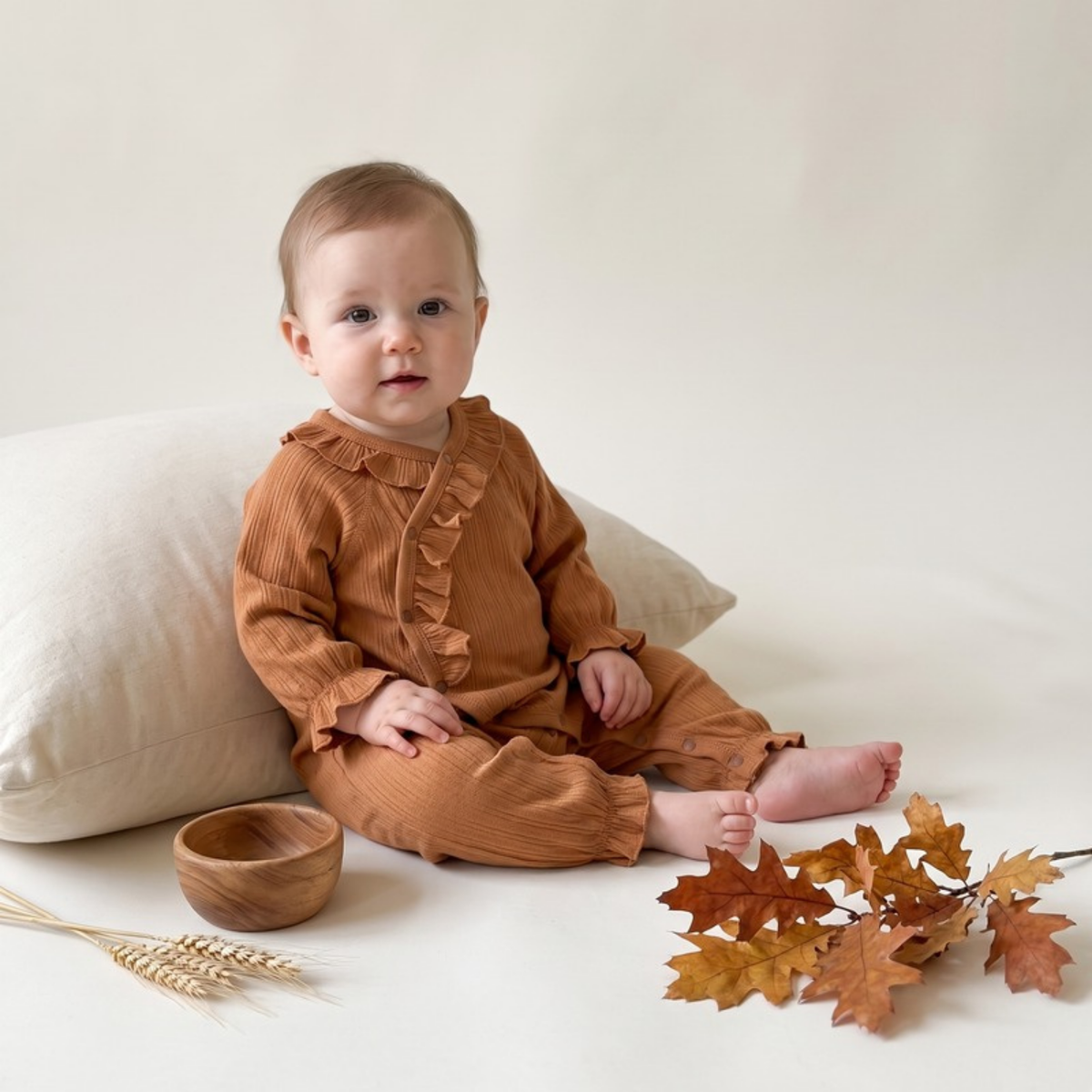 Lilo Seamless Cotton Romper - Warm Tea