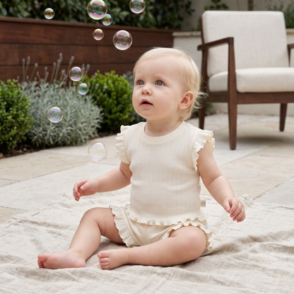 Lilo Ruffle Tank Set - Cream