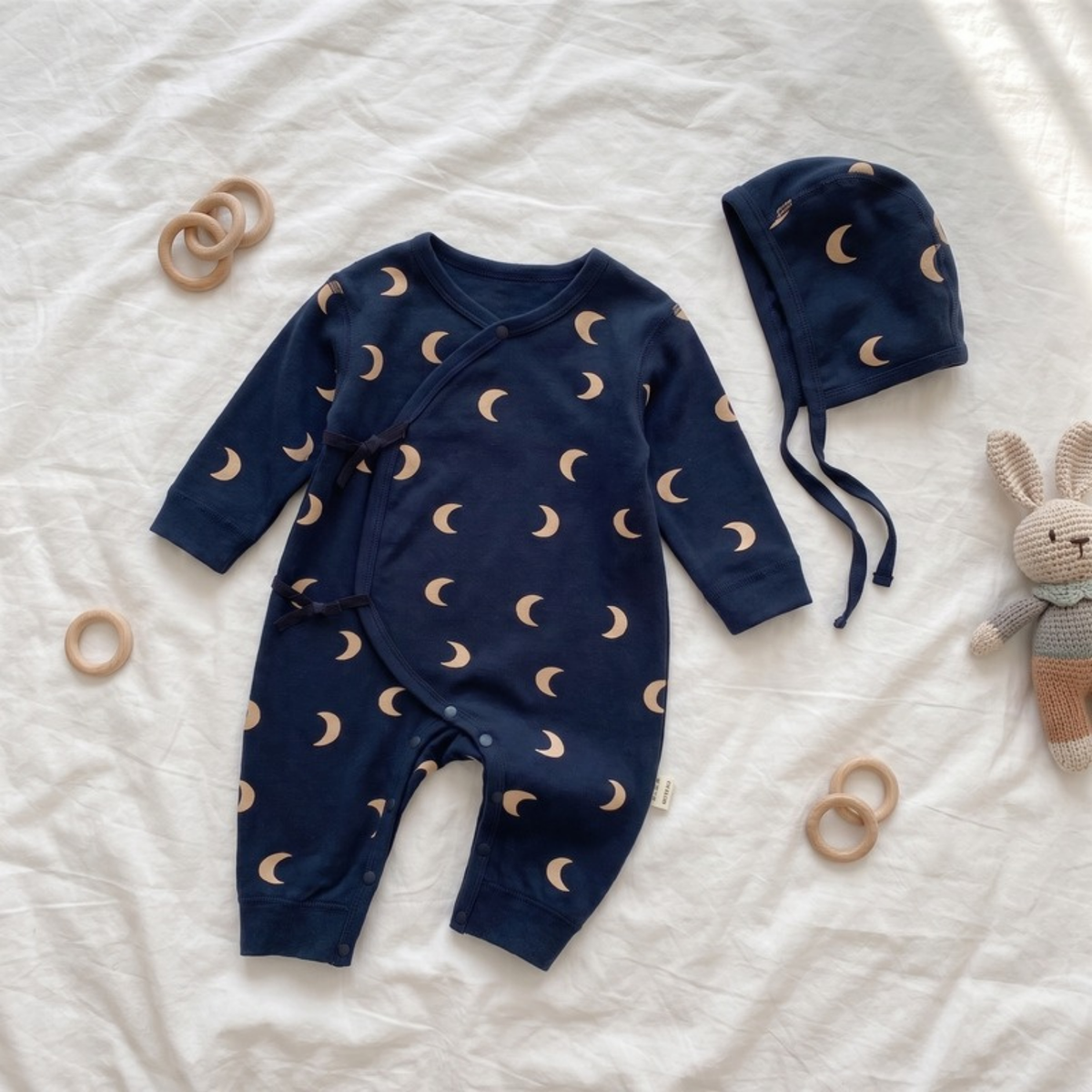 Lilo Nordic Print Cotton Sleepsuit - Navy