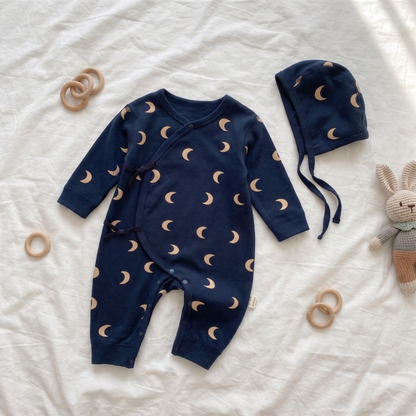 Lilo Nordic Print Cotton Sleepsuit - Navy