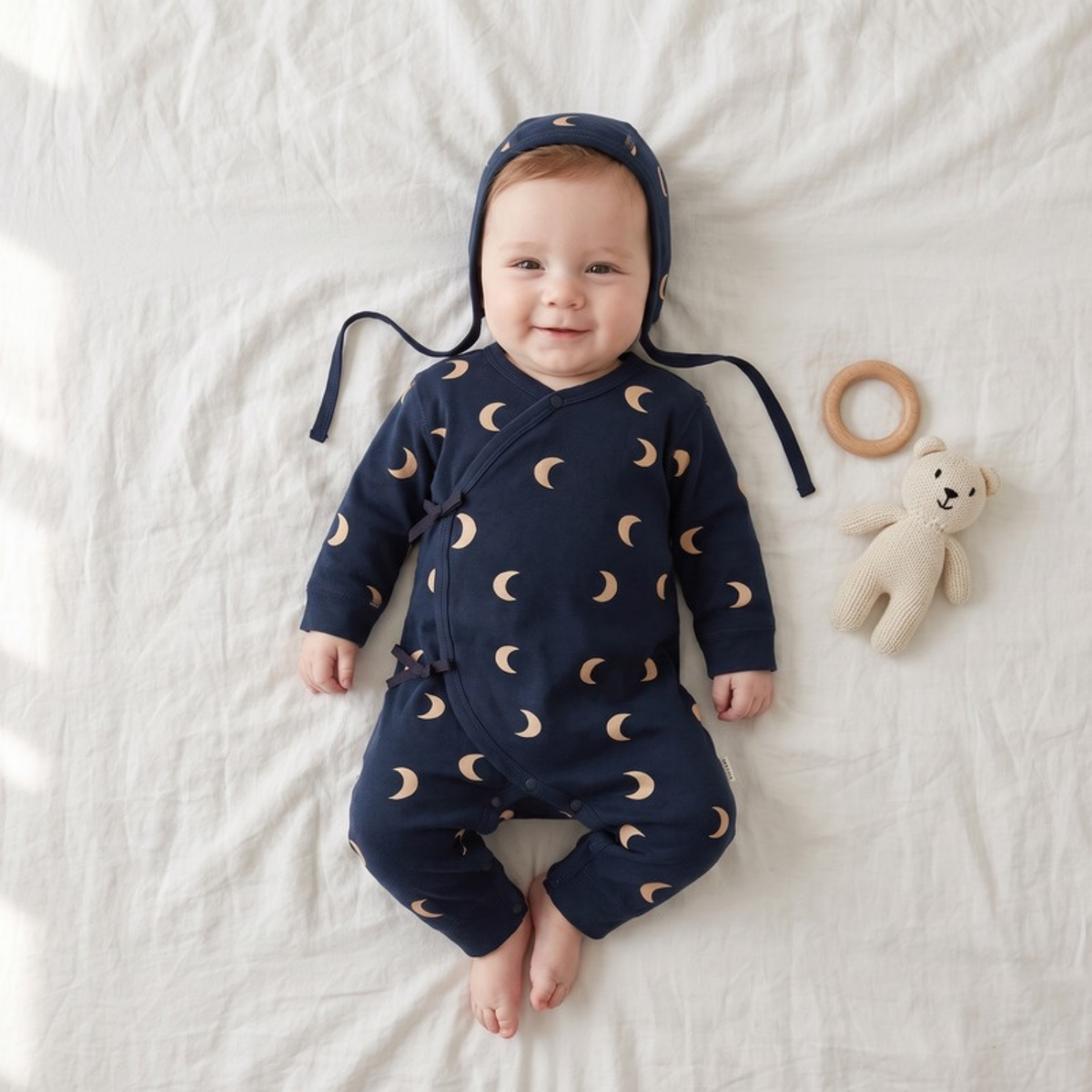 Lilo Nordic Print Cotton Sleepsuit - Navy