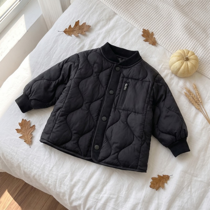 Lilo Patchwork Padded School Jacket - Black