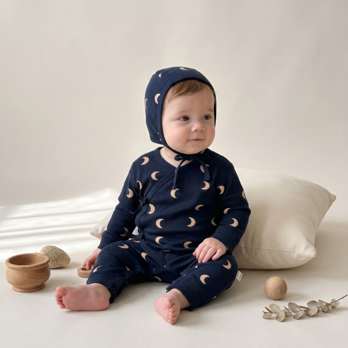 Lilo Nordic Print Cotton Sleepsuit - Navy