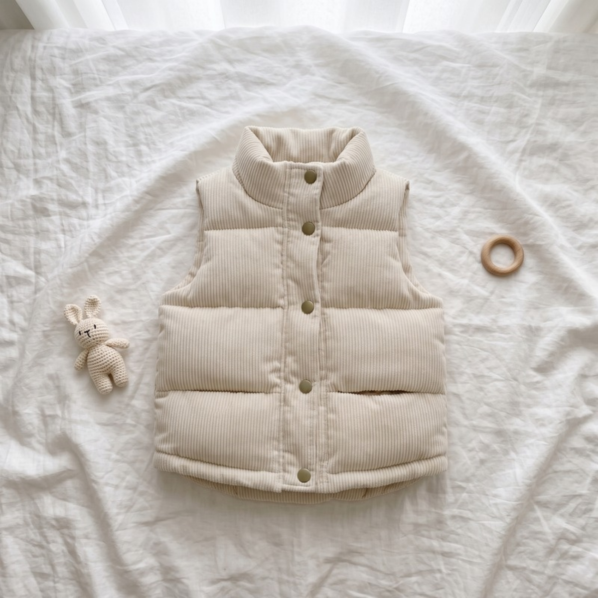 Lilo Corduroy Padded Vest - Cream