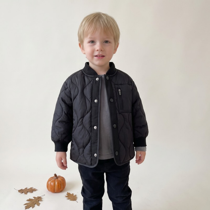 Lilo Patchwork Padded School Jacket - Black