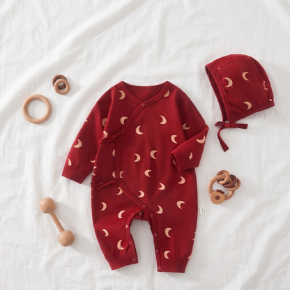 Lilo Nordic Print Cotton Sleepsuit - Berry Red