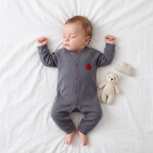 Lilo Pure Cotton Baby Romper - Dark Grey