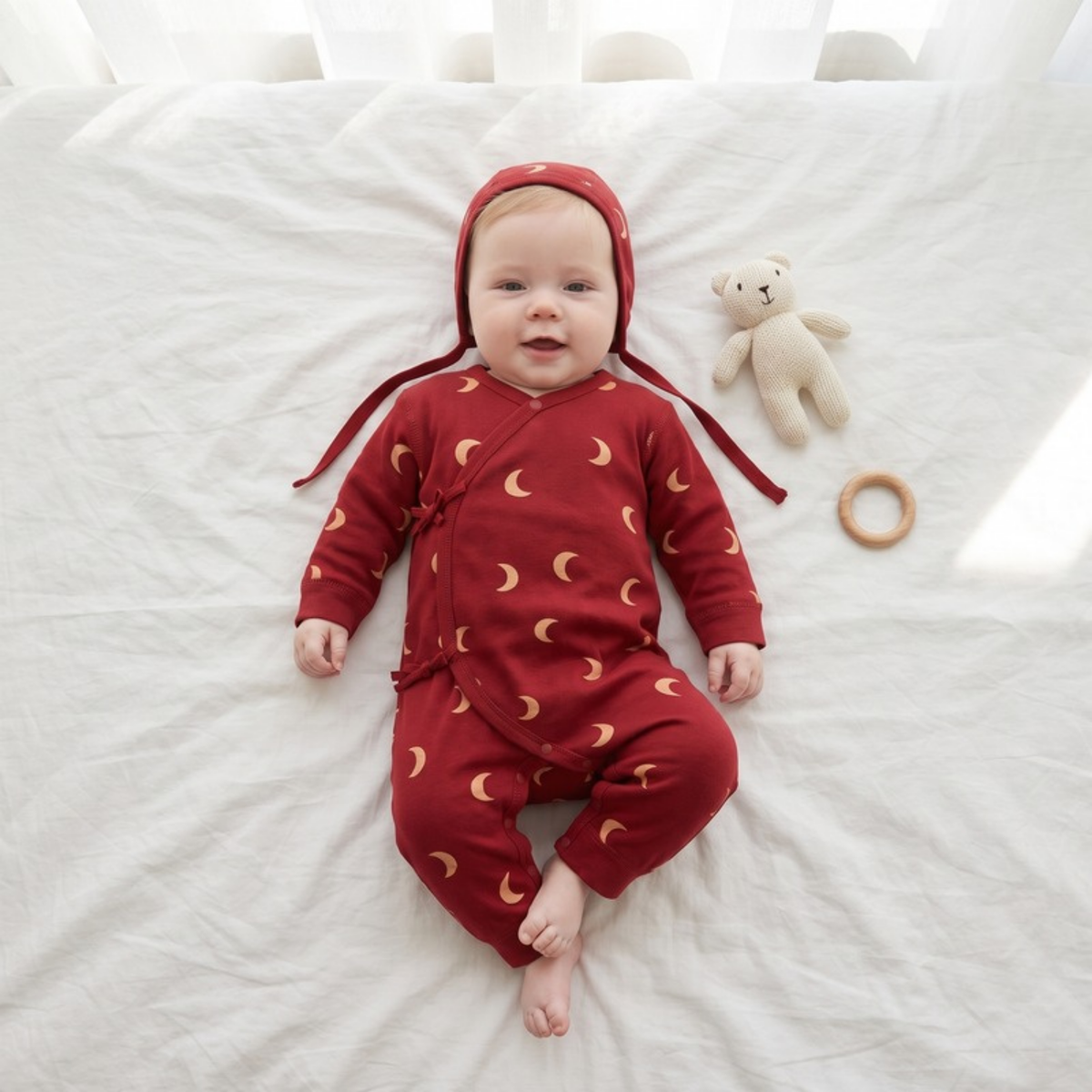 Lilo Nordic Print Cotton Sleepsuit - Berry Red