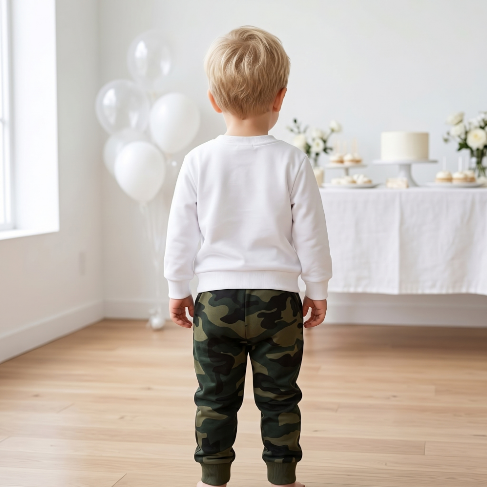 Lilo Letter Sleeve Sweatshirt Set - Green Camouflage