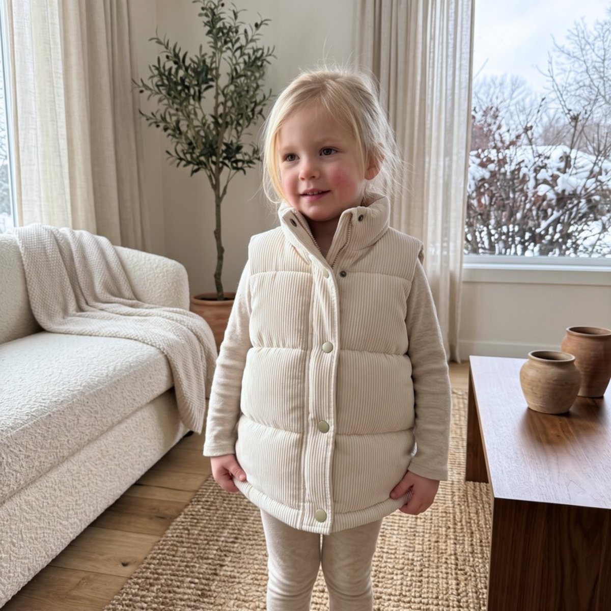 Lilo Corduroy Padded Vest - Cream