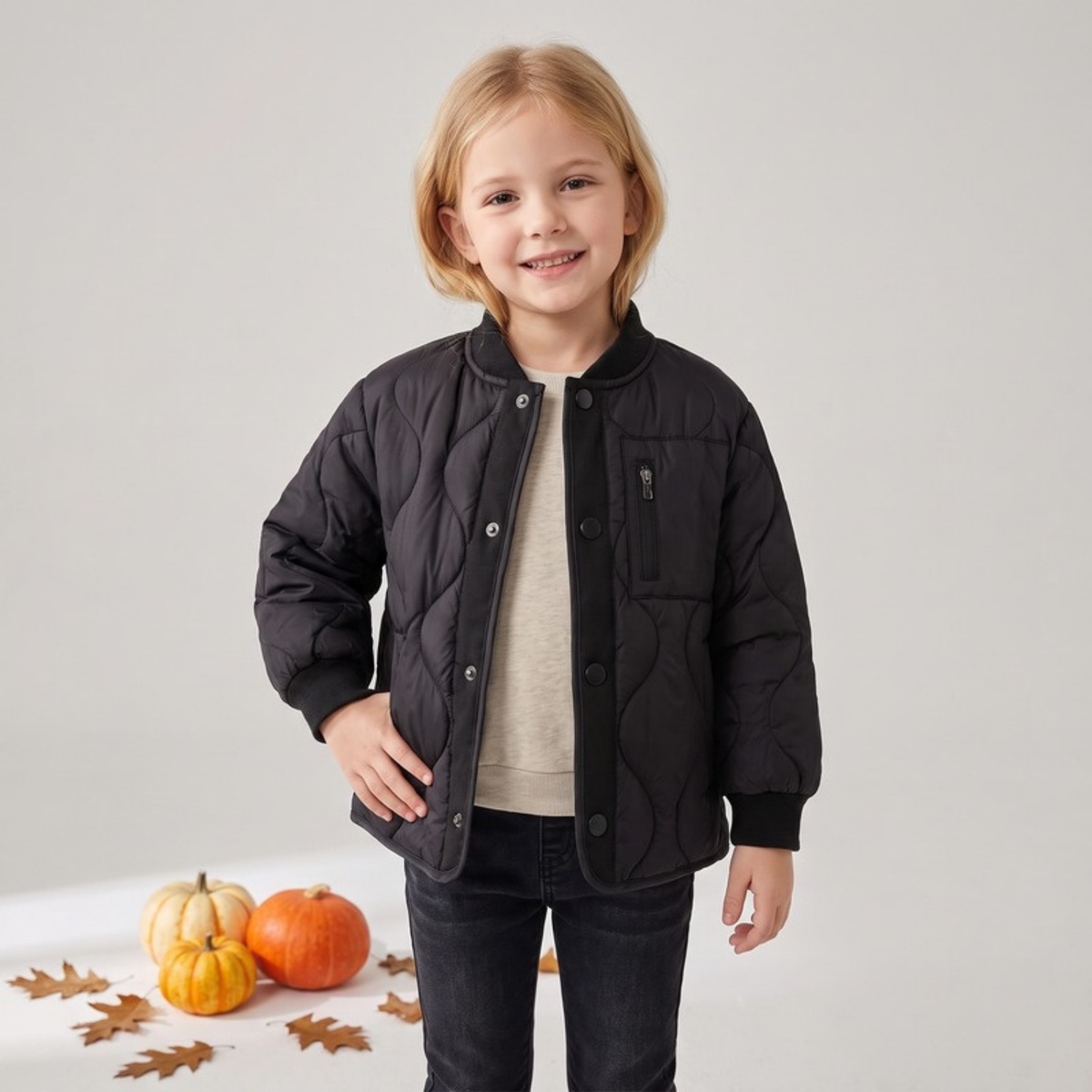 Lilo Patchwork Padded School Jacket - Black