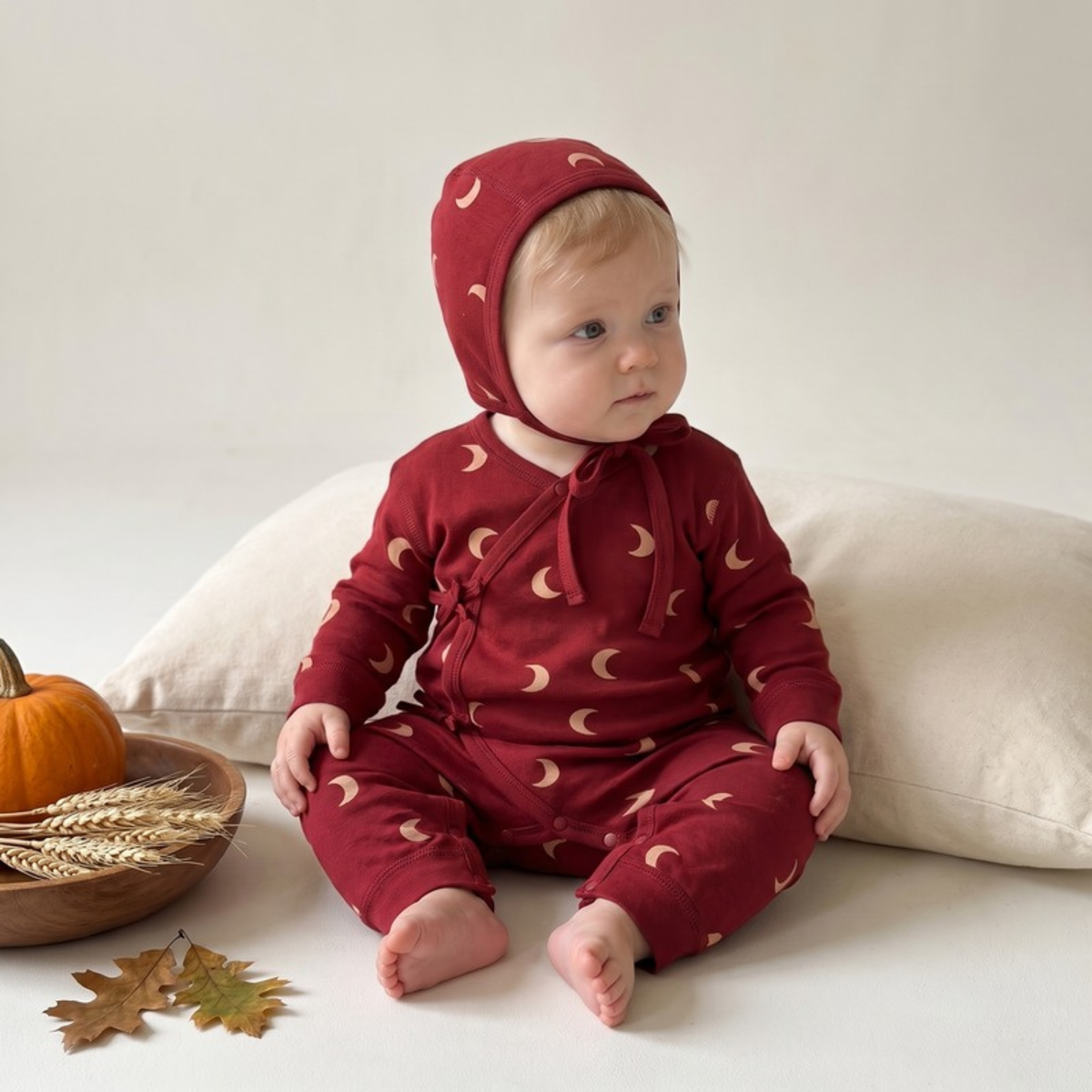 Lilo Nordic Print Cotton Sleepsuit - Berry Red
