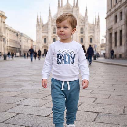 Lilo Letter Sleeve Sweatshirt Set - Blue Grey