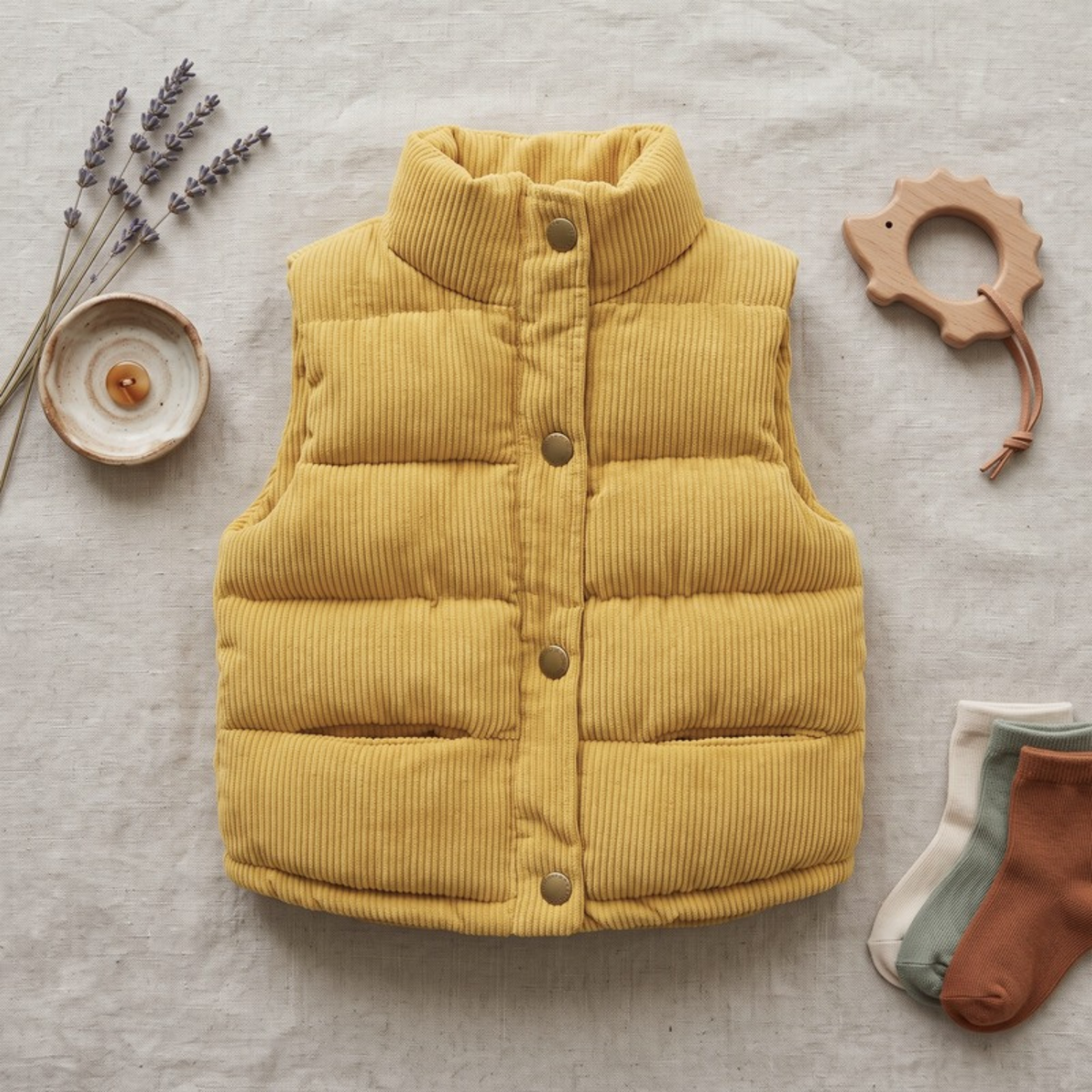 Lilo Corduroy Padded Vest - Mustard