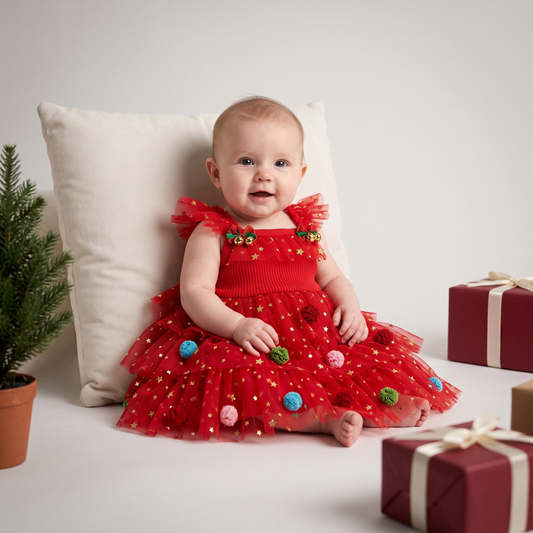 Lilo Christmas Tulle Party Dress - Red