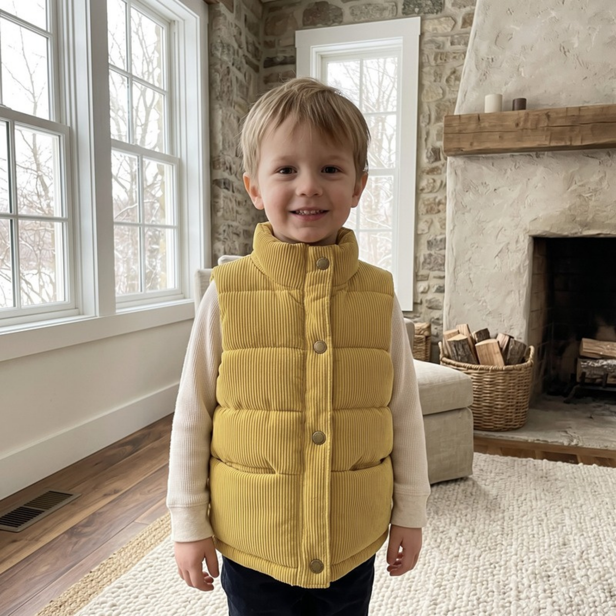 Lilo Corduroy Padded Vest - Mustard