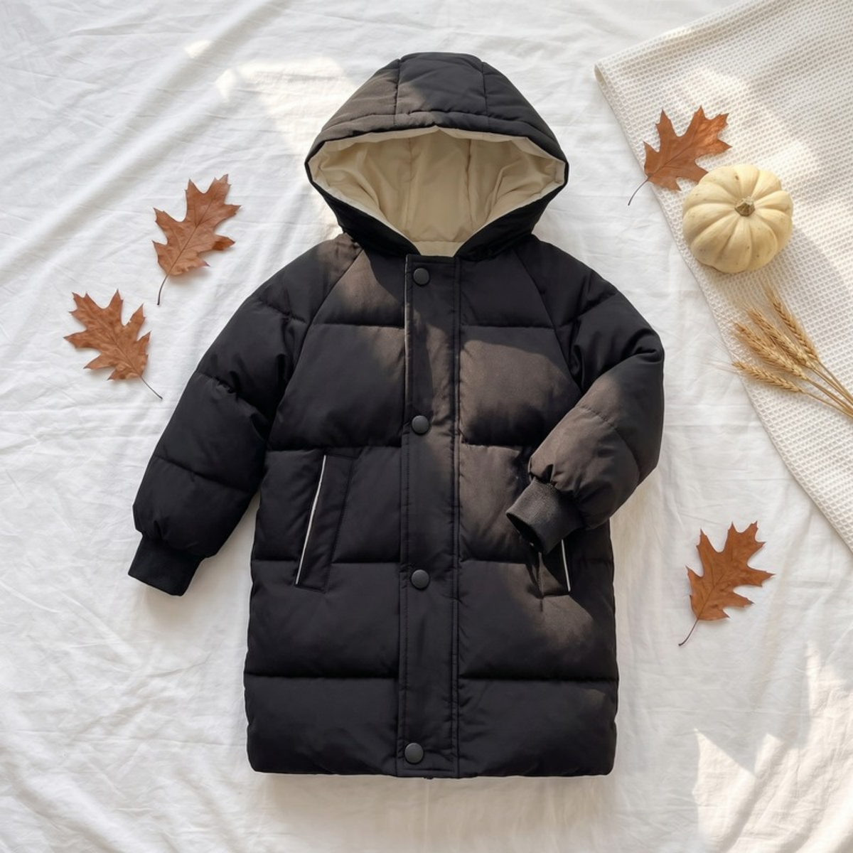 Lilo Mid Length Padded Winter Coat - Black