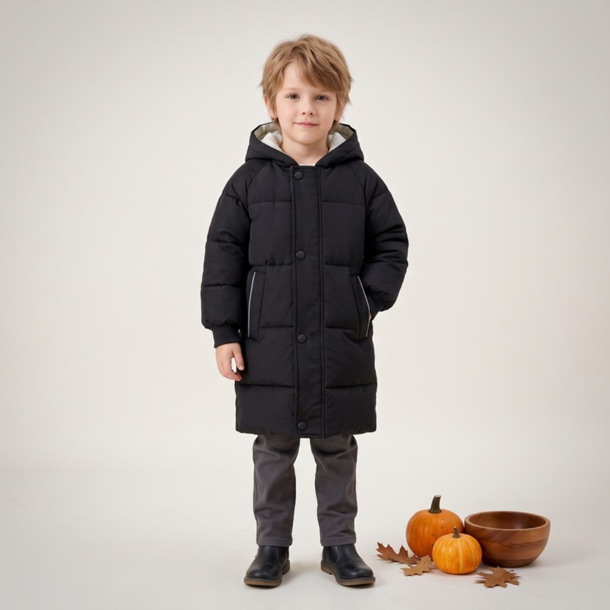 Lilo Mid Length Padded Winter Coat - Black