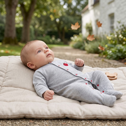 Lilo Pure Cotton Baby Romper - Light Grey