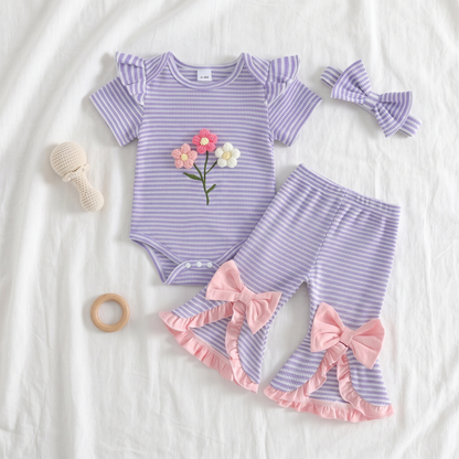 Lilo Waffle Floral Three Piece Set - Lavender