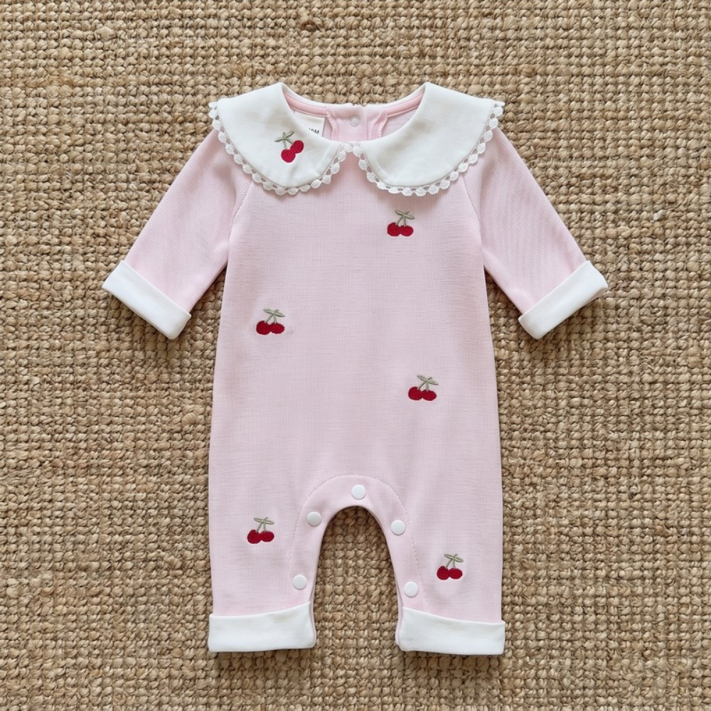 Lilo Cherry Collar Romper - Pink